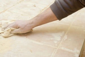 Cleaning grout of floor tiles Cleaning grout of floor tiles