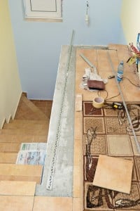 Installing tile floor edging